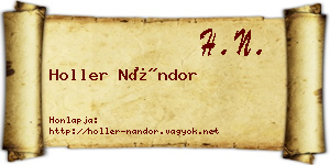 Holler Nándor névjegykártya